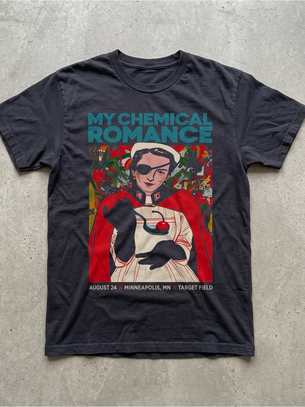 Gildan Black My Chemical Romance Tee with Teal & Red Graphic